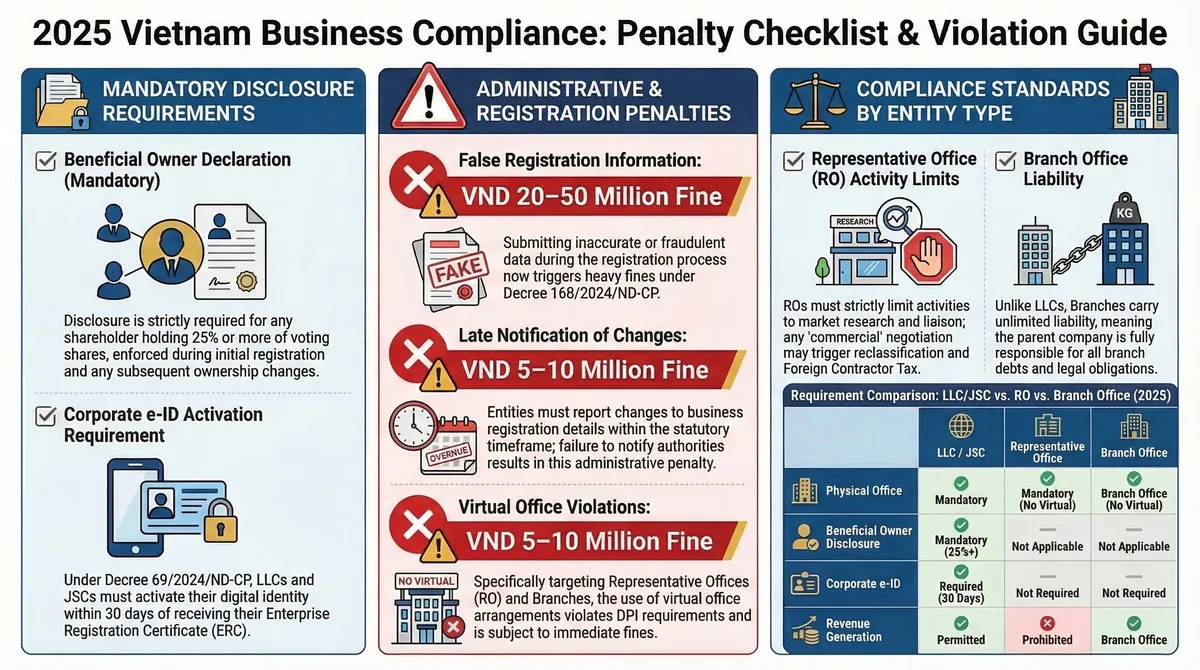 2025 Vietnam compliance violation penalties checklist under Decree 168/2024/ND-CP